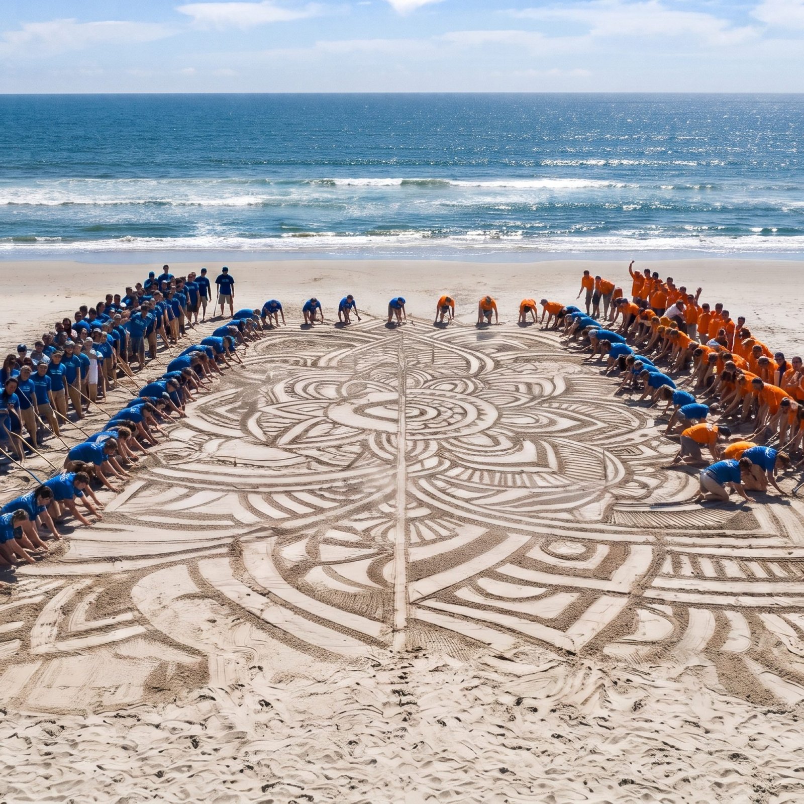 Giant Beach Art Team building activity